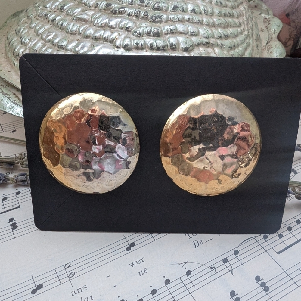 Goldtone Hammered Metal Earrings